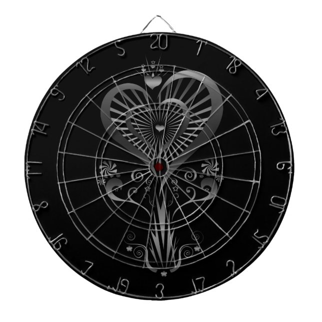 Heart Flower - Silver Dart Board (Front)