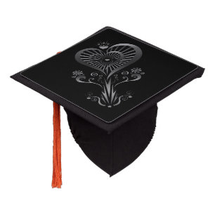 Heart Flower - Silver Graduation Cap Topper