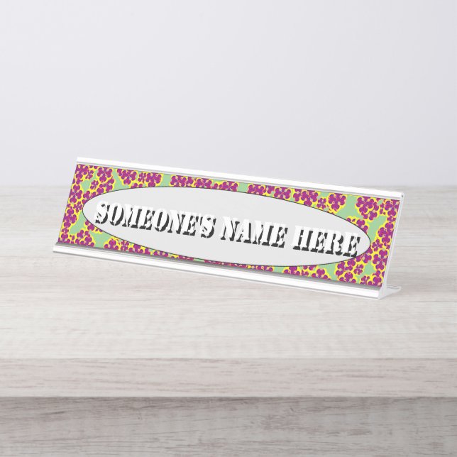 Heart Flowers by Kenneth Yoncich Desk Name Plate (Front)