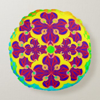 Heart Flowers By Kenneth Yoncich Round Pillow by KennethYoncich at Zazzle
