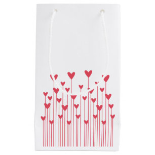 Heart Flowers Gift Bag - Red