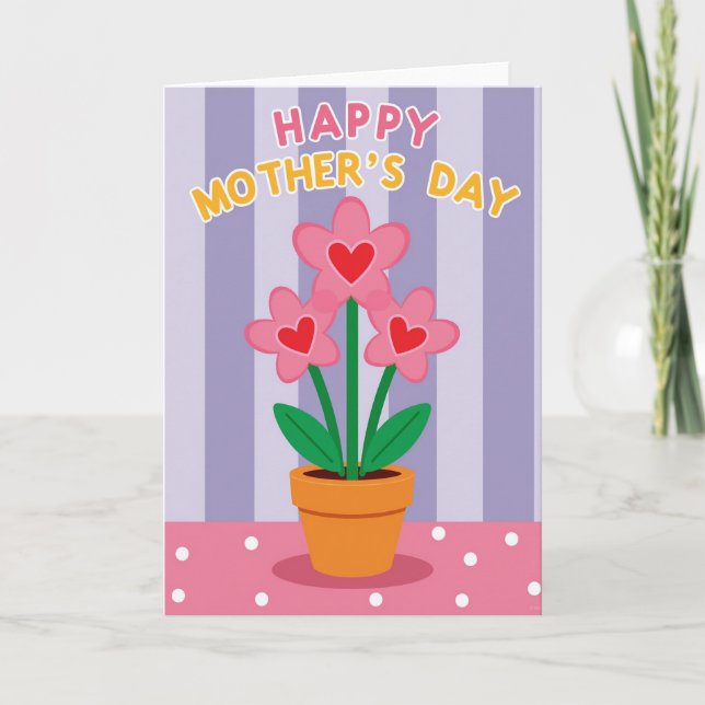 Heart Flowers Mothers Day Card (Front)