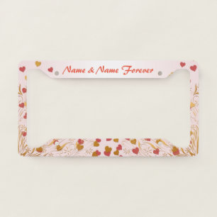 Heart Flowers & Names - Number Plate Frame