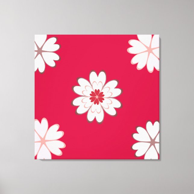 Heart Flowers on Crimson Red Canvas Print (Front)