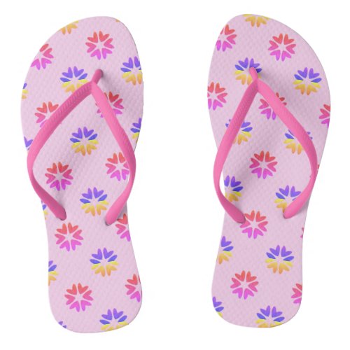 Heart Flowers Pattern Flip Flops