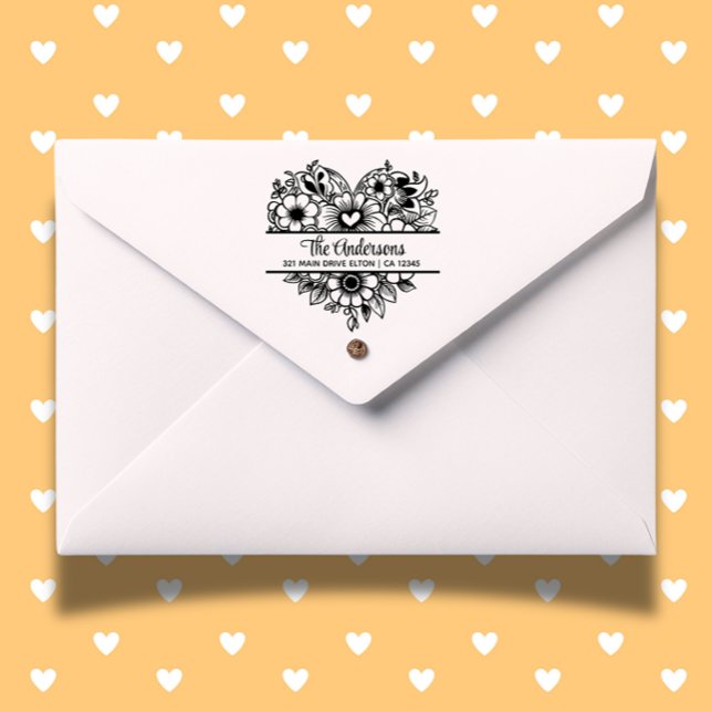 Heart flowers Split Monogram Theme  Rubber Stamp ( Add a heartfelt, unique touch to every project today.)