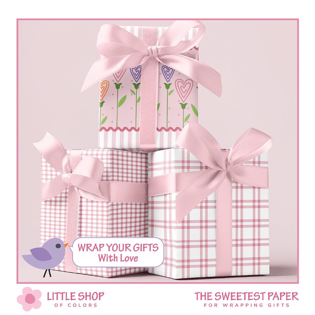 Heart Flowers Stripes Wrapping Paper Sheets (Creator Uploaded)