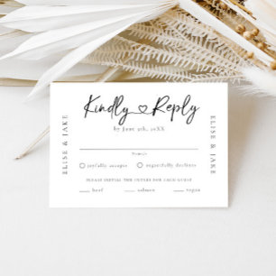 Heart Font Wedding RSVP Card