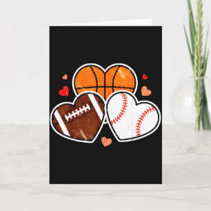 Heart Football Basketball Soccer Valentine Sports Card