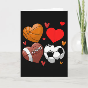 Heart Footbyll Bysketbyll Soccer Valentine Sports Card