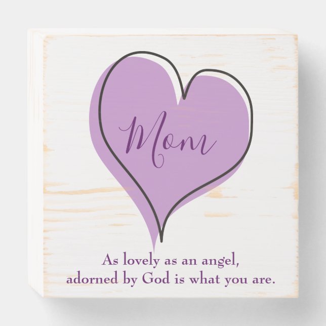 Heart for Mom Wooden Box Sign (Front Horizontal)