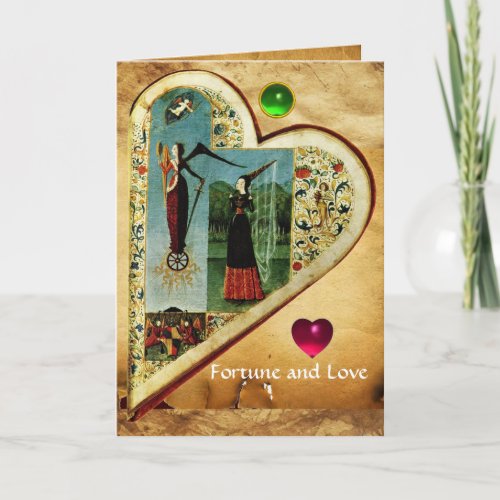 HEART FORTUNE AND LOVE ALLEGORY Valentines Day Holiday Card