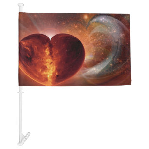 Heart Fractal HOT LOVE + your ideas Car Flag