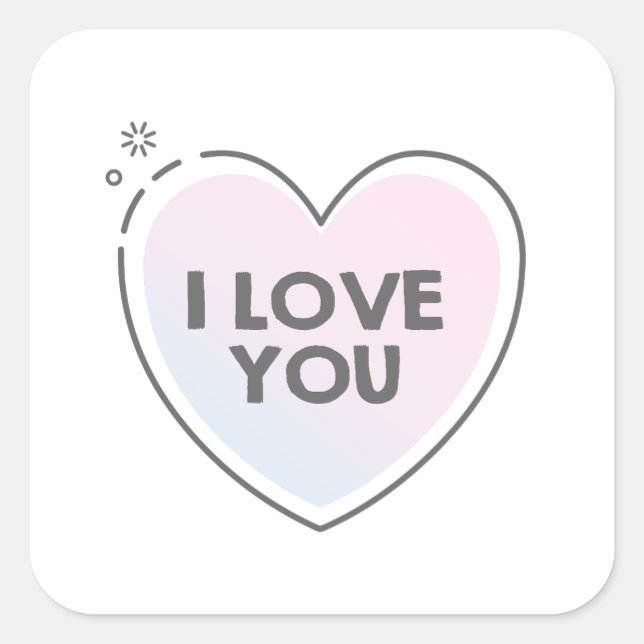 Heart frame and i love you text square sticker (Front)