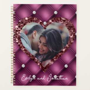 Heart Frame Custom Photo Merlot with Diamonds Planner