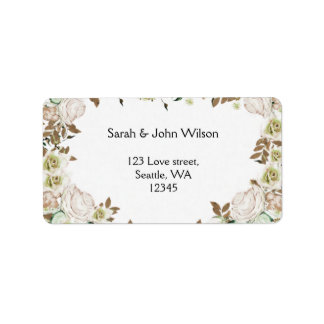 Heart Frame Greenery Roses Wedding Label