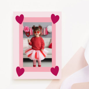 Heart Frame Kid Photo Valentine Card, Child School Note Card