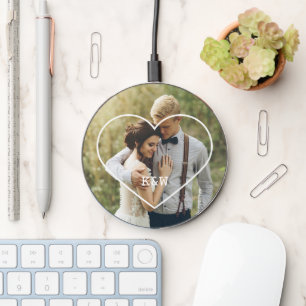 Heart Frame Monogrammed Custom Photo Wireless Charger