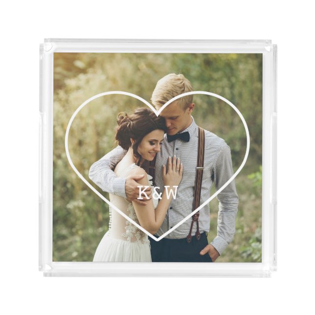 Heart Frame Monogrammed Photo Acrylic Tray (Front)
