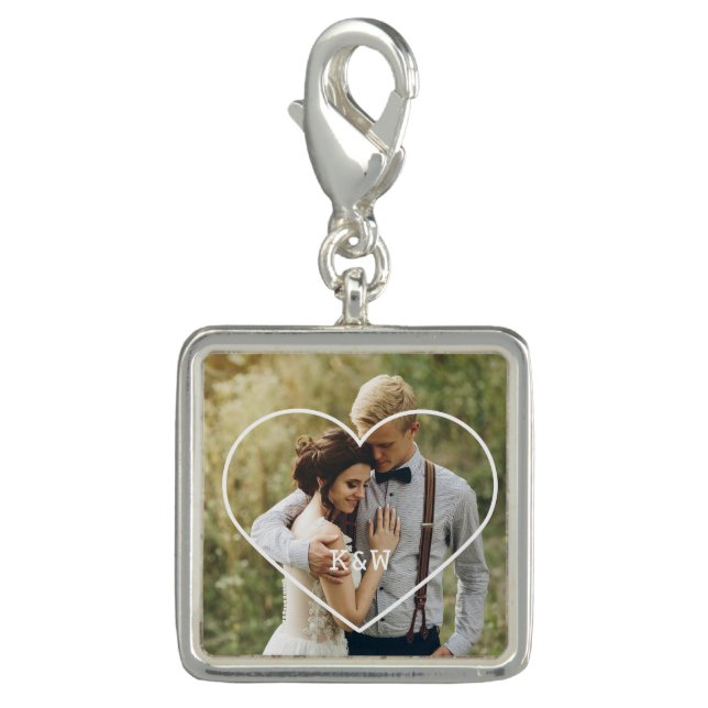 Heart Frame Monogrammed Photo Charm (Front)