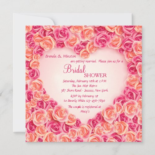 Heart Frame of Roses Invitation