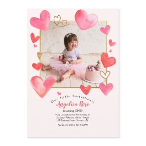 Heart Frame Photo Birthday Invitation