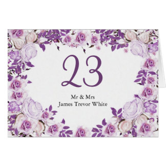 Heart Frame Purple Lavender Roses Wedding Cards