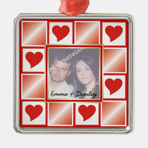 Heart frame Valentines Love custom  photo ornament