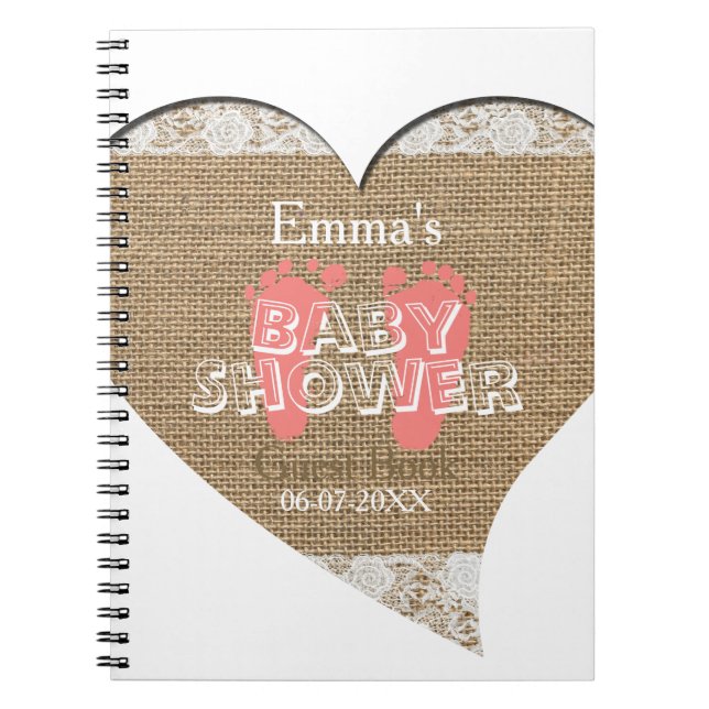 Heart Frame Vintage Lace Baby Shower Guest Book (Front)