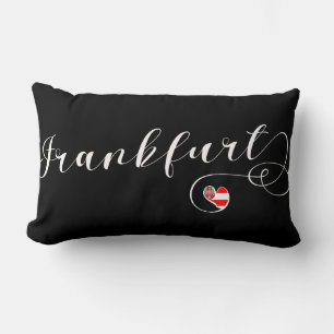 Heart Frankfurt Flag, Hesse, Germany Lumbar Pillow