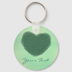 Heart from peacock feathers keychain
