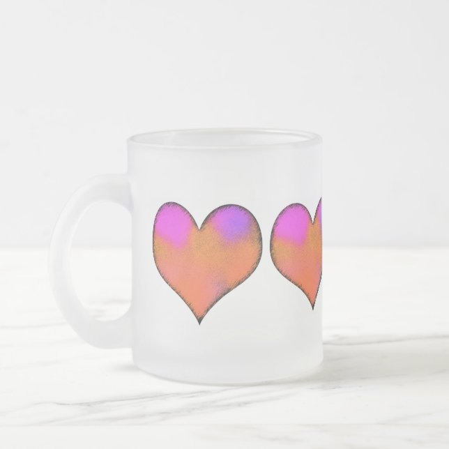 heart frosted glass coffee mug (Left)