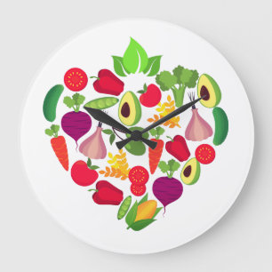 Heart Fruit and vegetables " Large Clock