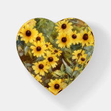 Heart Full of Daisies Daisy Flower Glass Heart