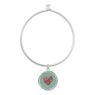 Heart Full of Flowers Valentine Bangle Bracelet