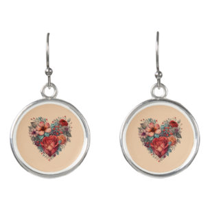 Heart Full of Flowers Valentine Earrings