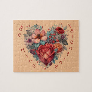 Heart Full of Flowers Vintage Valentine Jigsaw Puzzle