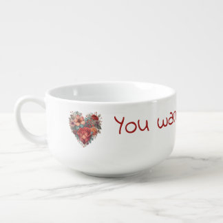 Heart Full of Flowers Vintage Valentine Soup Mug