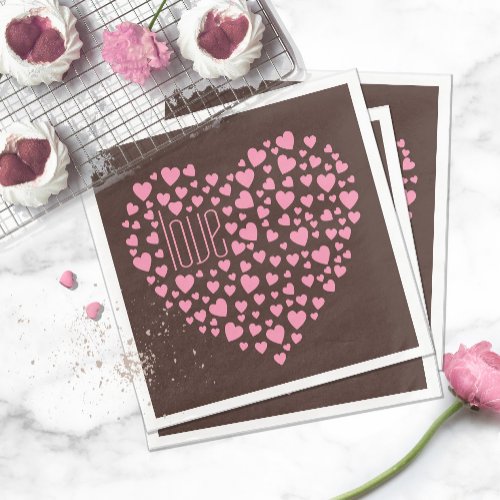 Heart Full of Hearts Love Pink ID733 Paper Dinner Napkins