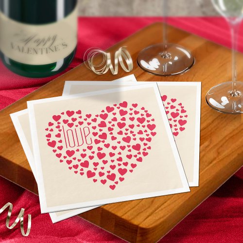 Heart Full of Hearts Love Red ID733 Paper Dinner Napkins