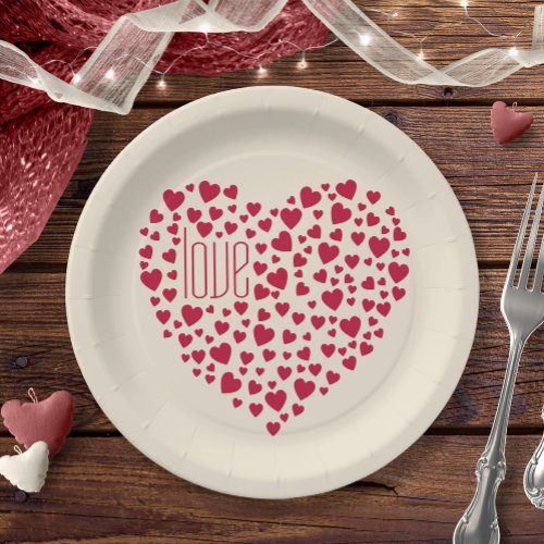Heart Full of Hearts Love Red ID733 Paper Plates