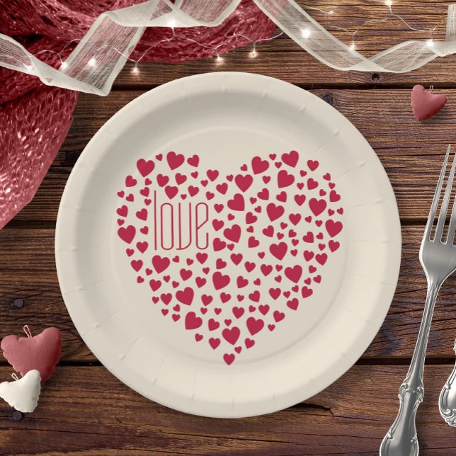 Heart Full of Hearts Love Red ID733 Paper Plates (Creator Uploaded)