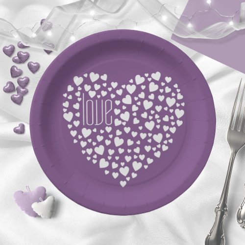 Heart Full of Hearts Love White ID733 Paper Plates