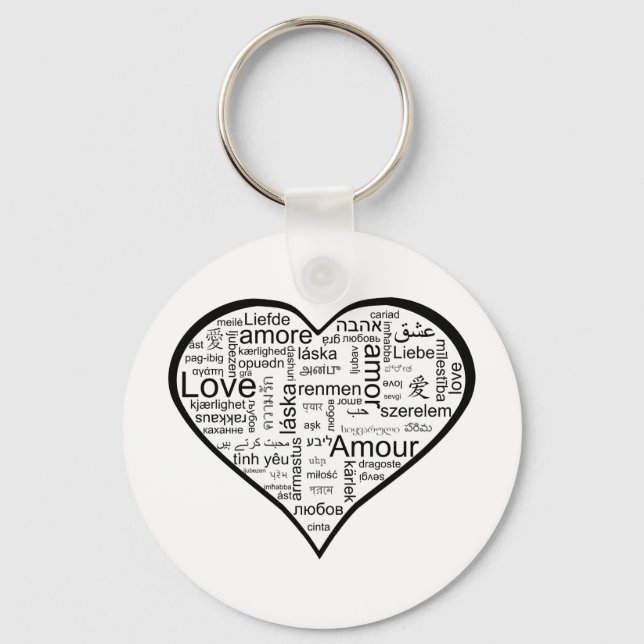 Heart full of Love in Different Languages Keychain (Front)