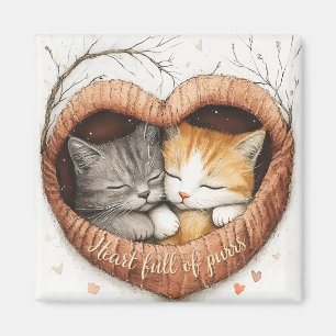 Heart Full of Purrs Cat Cuddles Illustration Art Magnet