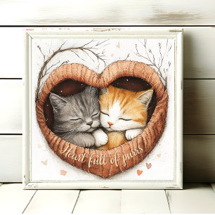 Heart Full of Purrs Kitty Cuddles Poster Wall Art