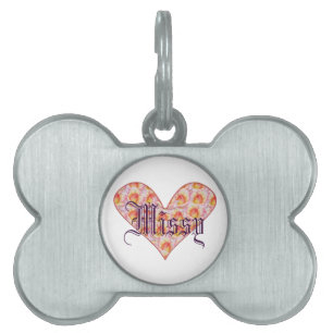 Heart Full of Roses Custom Pet Name Tag