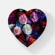 Heart Full of Roses Flower Art Glass Heart