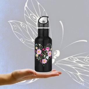 Heart Full of Roses Stainless Steel Water Bottle
