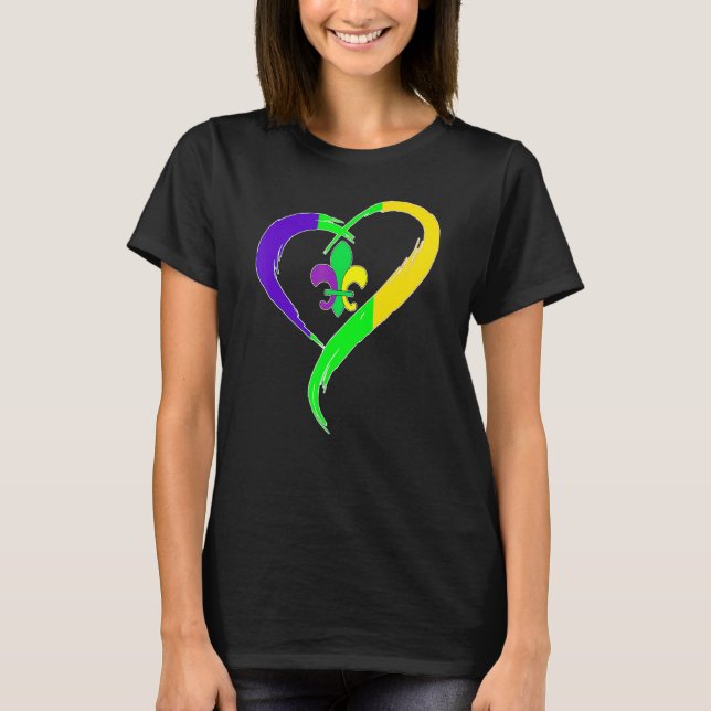 Heart Funny Fleur De Lis Cute Mardi Gras Women T-Shirt (Front)